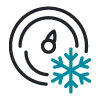Temperature gauge and snowflake icon representing cold temperatures.